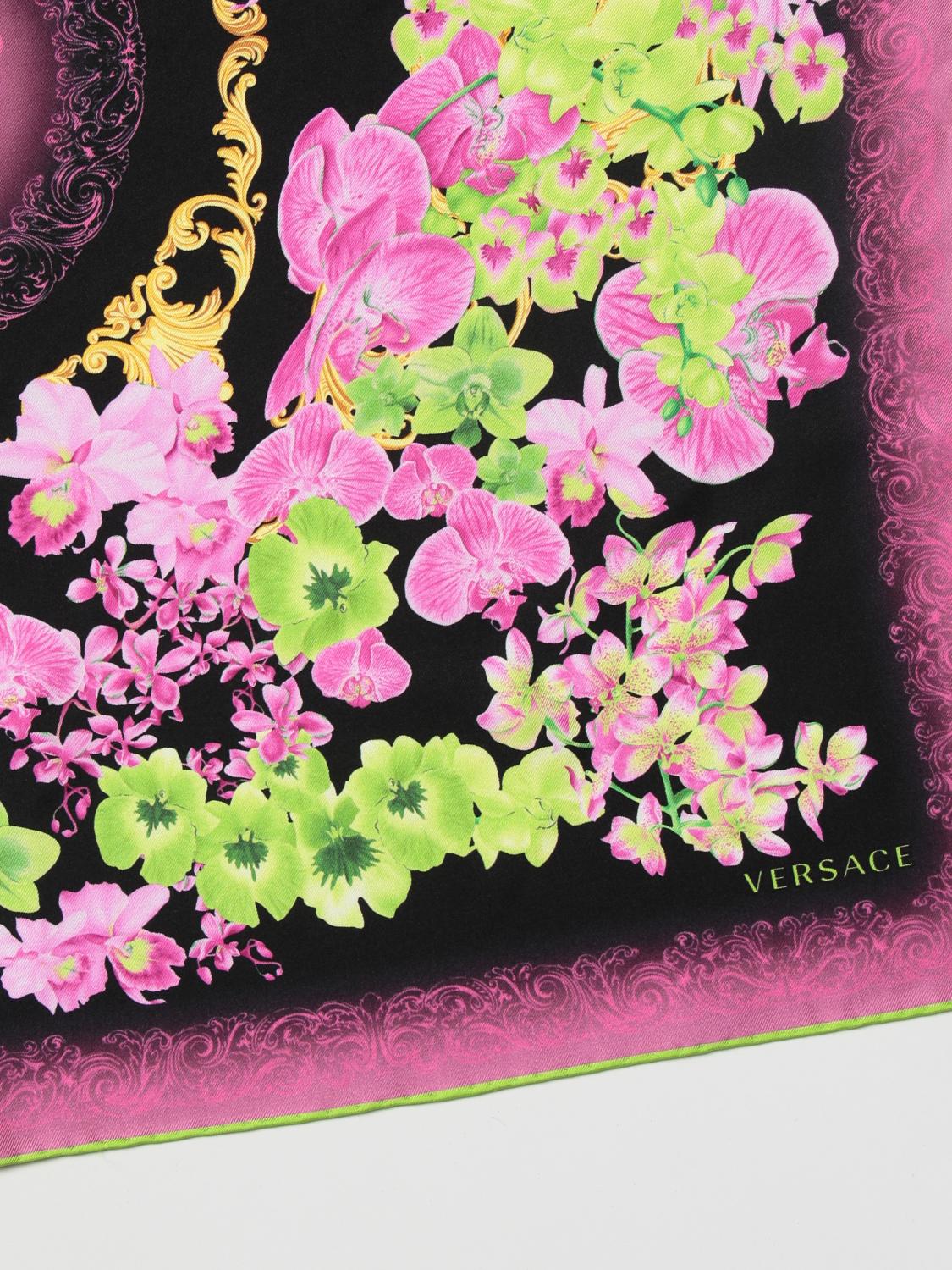 VERSACE FOULARD: Foulard Baroque Orchid Versace in seta, Nero - Img 3