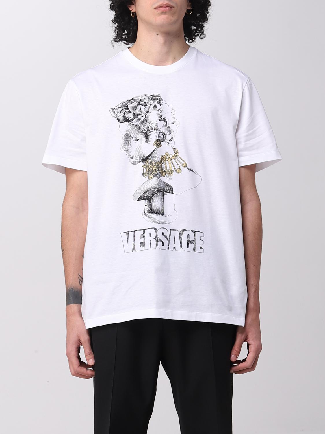 VERSACE T-SHIRT: Versace cotton T-shirt with print, White - Img 1
