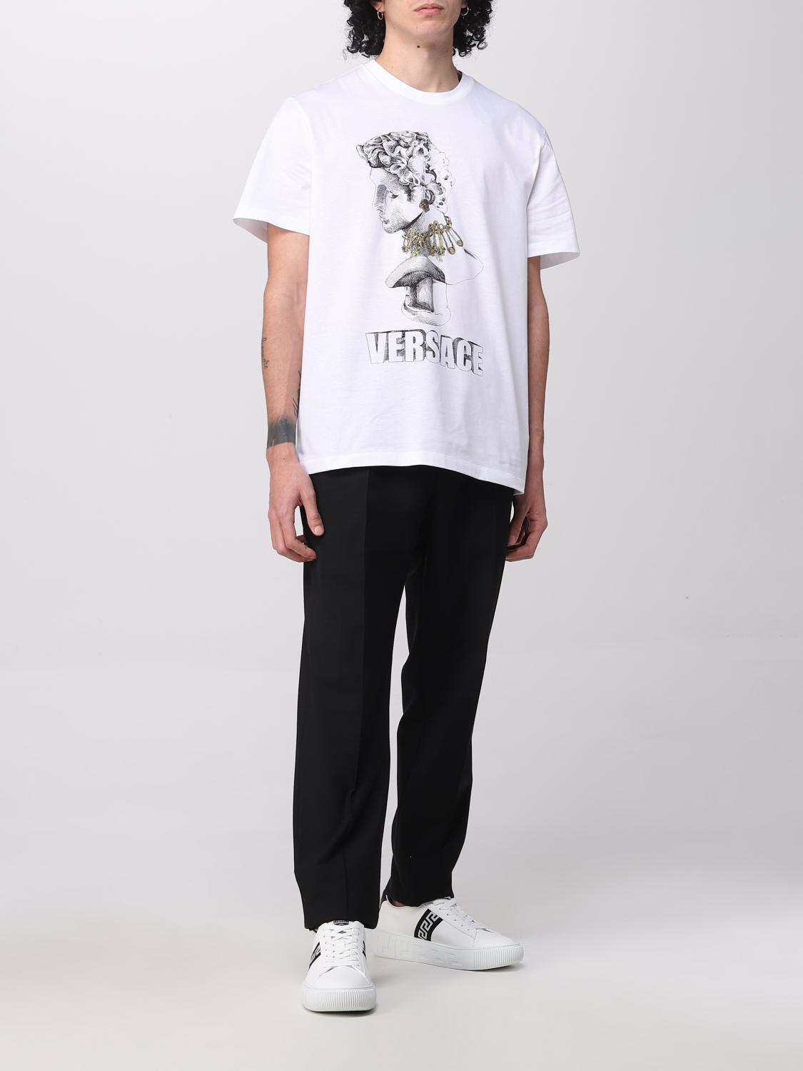 VERSACE T-SHIRT: Versace cotton T-shirt with print, White - Img 2
