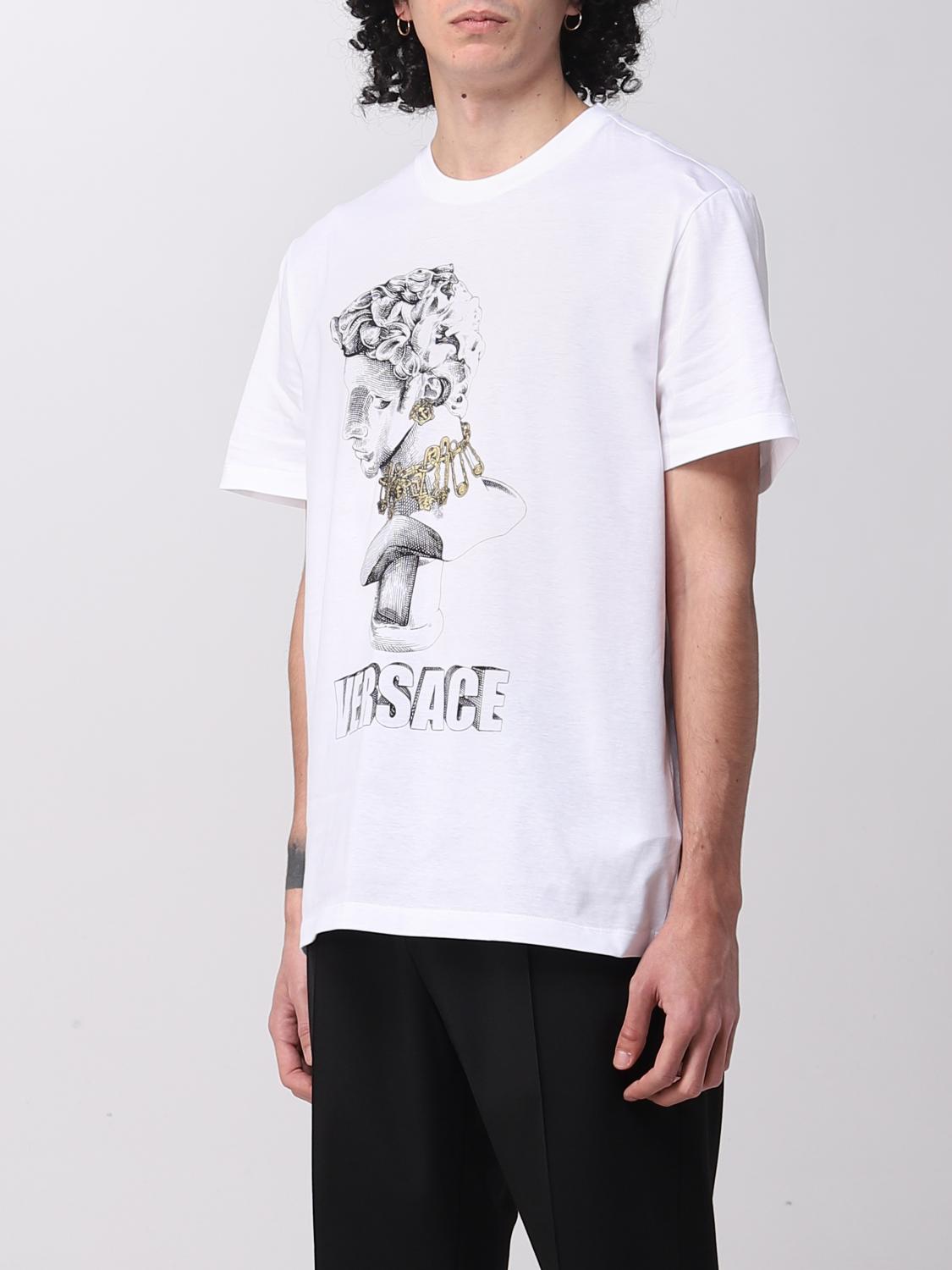 VERSACE T-SHIRT: Versace cotton T-shirt with print, White - Img 4