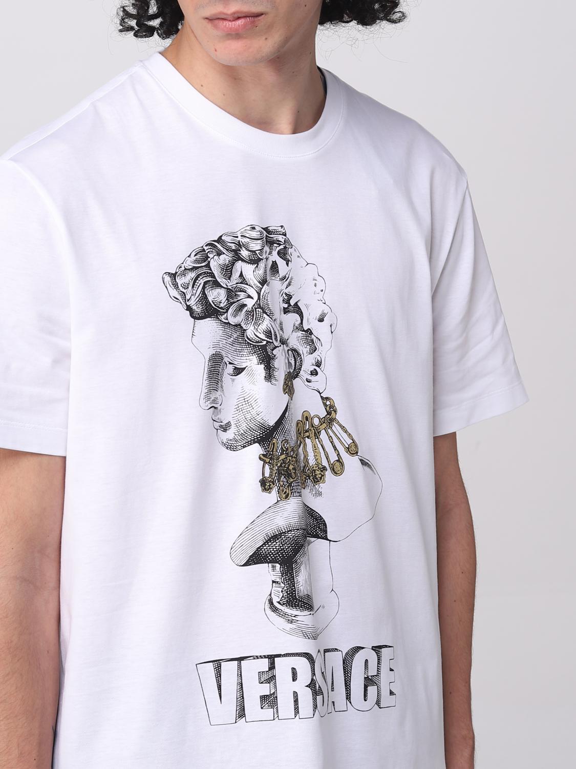 VERSACE T-SHIRT: Versace cotton T-shirt with print, White - Img 5