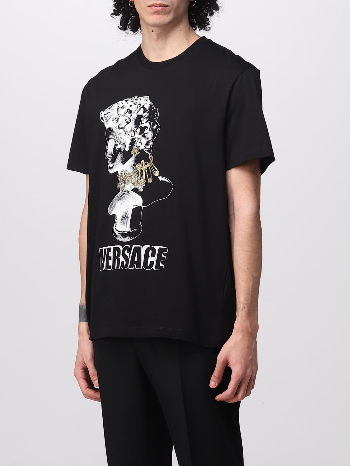 VERSACE T-SHIRT: Versace cotton T-shirt with print, Black - Img 4