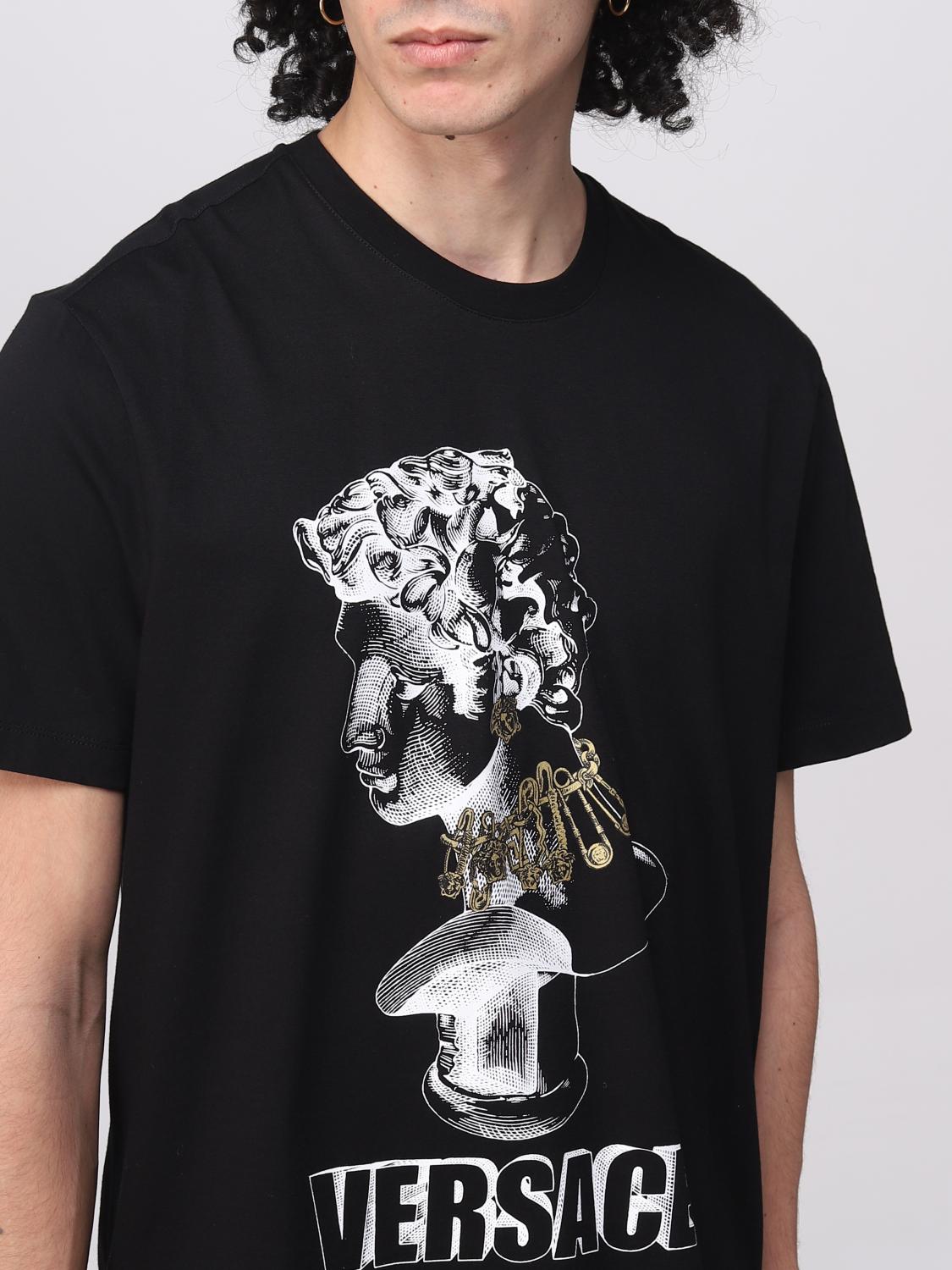 VERSACE T-SHIRT: Versace cotton T-shirt with print, Black - Img 5