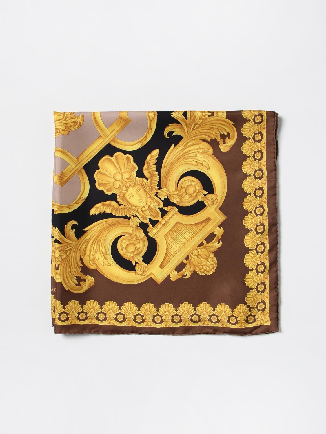VERSACE FOULARD: Foulard Versace in seta con stampa Baroque, Moro - Img 1