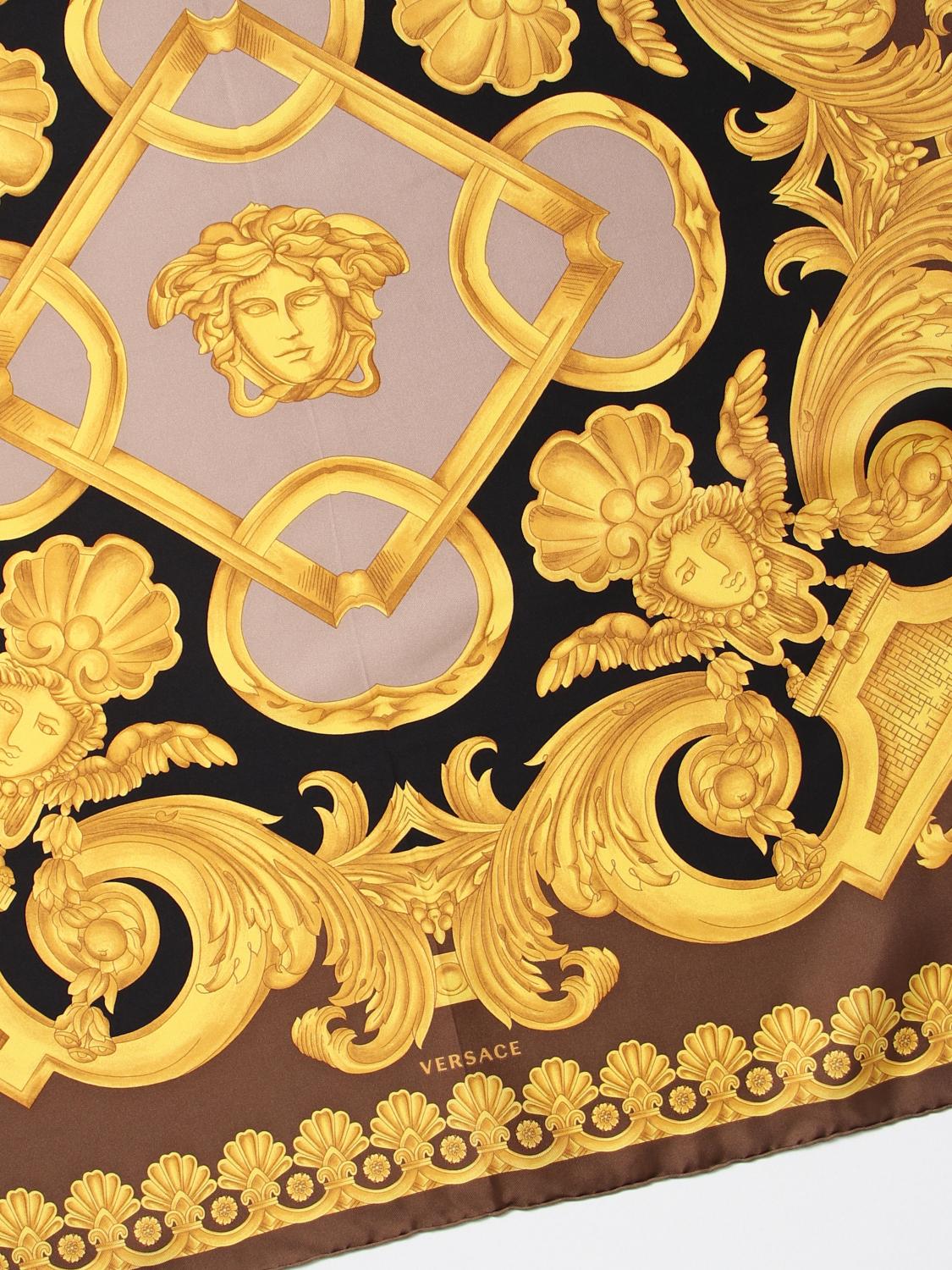 VERSACE FOULARD: Foulard Versace in seta con stampa Baroque, Moro - Img 3
