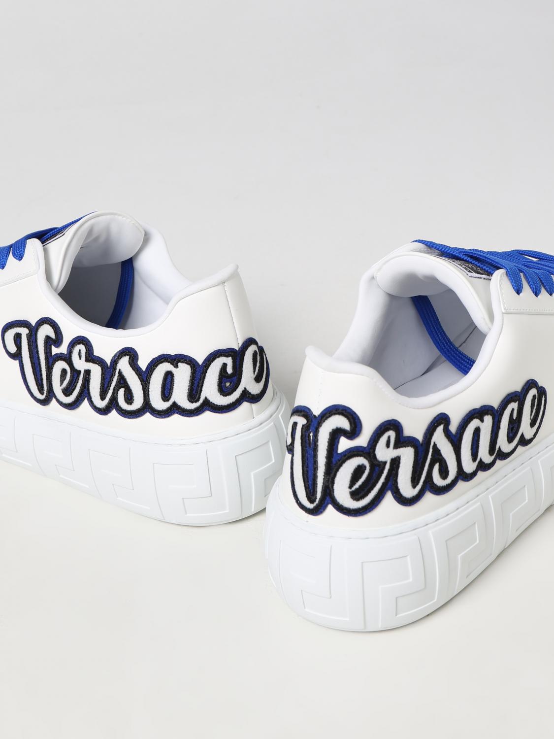 VERSACE SNEAKERS: Sneakers Versace in pelle, Bianco - Img 4