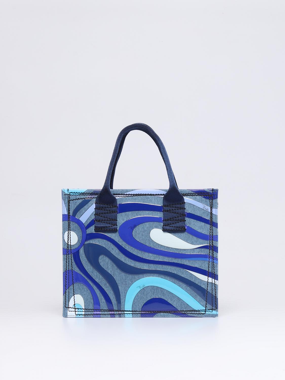 PUCCI: Capri Sport bag in printed denim - Blue | Pucci tote