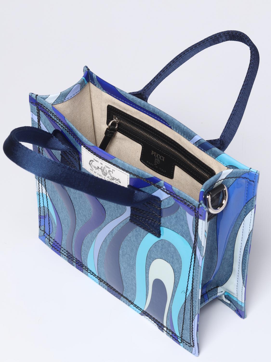 PUCCI: Capri Sport bag in printed denim - Blue | Pucci tote