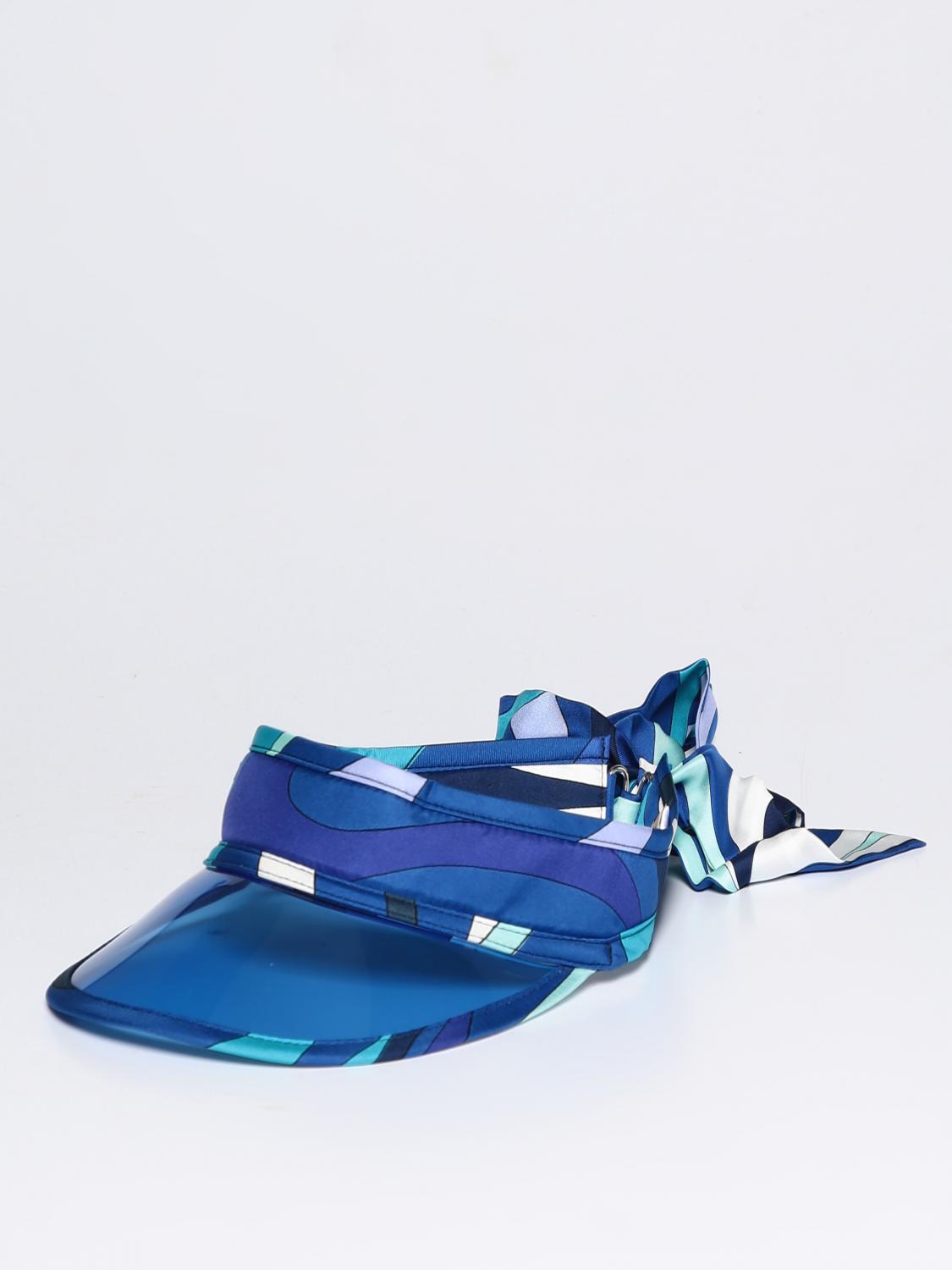Pucci visor in silk with Marble print - Gnawed Blue 