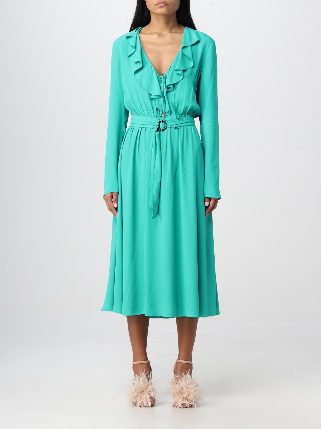 patrizia pepe green dress Patrizia Pepe Long stretch dress with slit Deep Green (green) Woman Size 42
