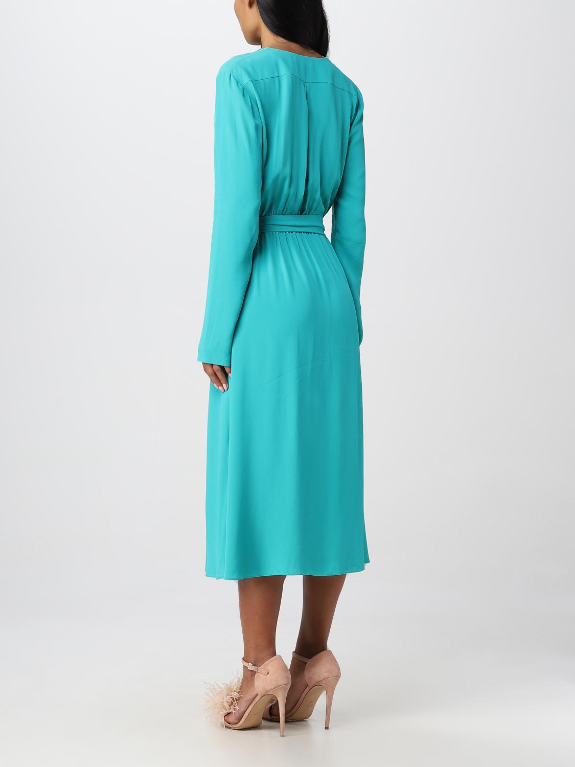 patrizia pepe green dress Patrizia Pepe Long stretch dress with slit Deep Green (green) Woman Size 42
