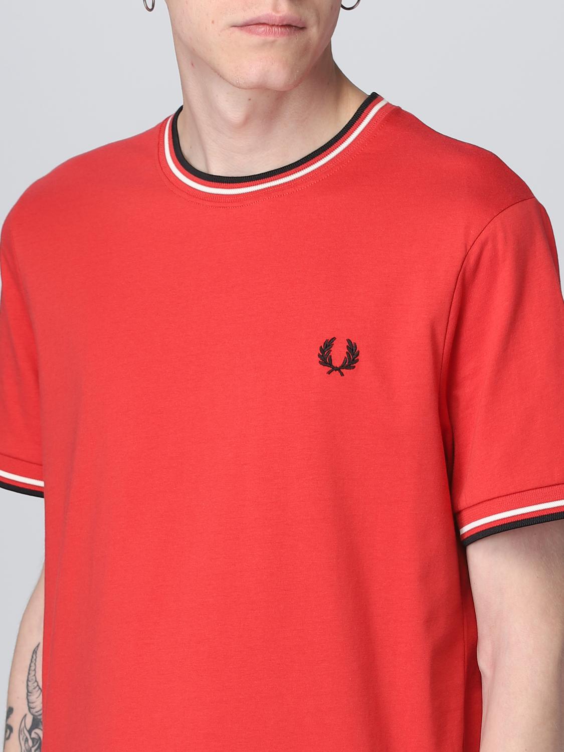 FRED PERRY T恤: T恤 男士 Fred Perry, 红色 - Img 3