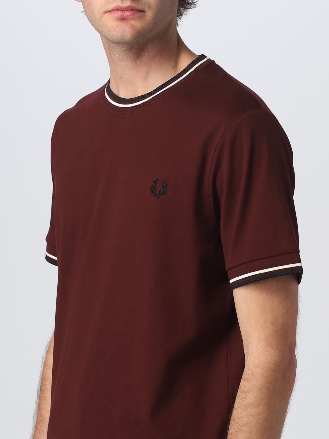 FRED PERRY T-SHIRT: T-shirt men Fred Perry, Burgundy - Img 3