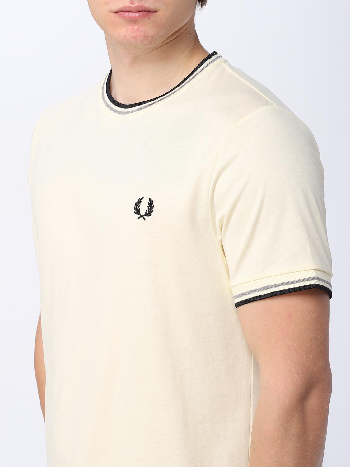 FRED PERRY T-SHIRT: T-shirt men Fred Perry, Cream - Img 3