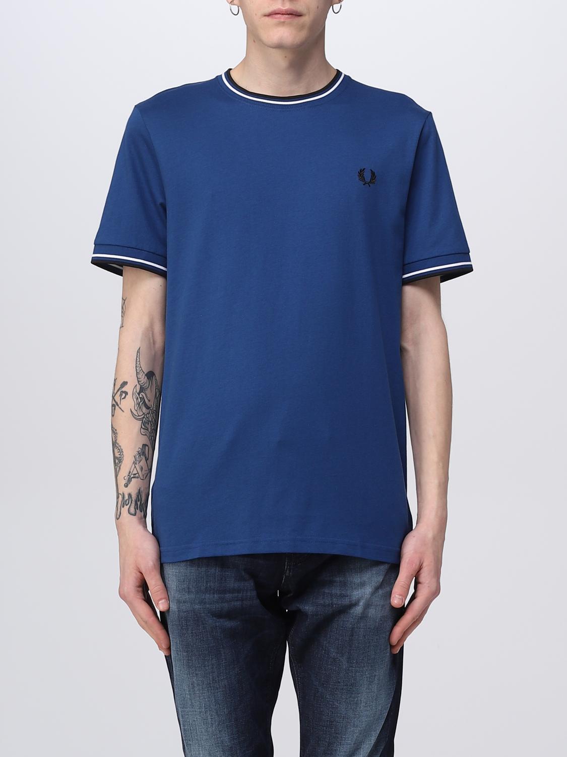 FRED PERRY T-SHIRT: T-shirt men Fred Perry, Cobalt - Img 1