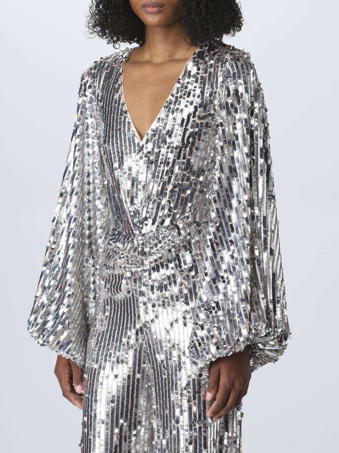 silver sparkly bodycon dress ROTATE Silver Samantha Sequin Belted Mini Dress