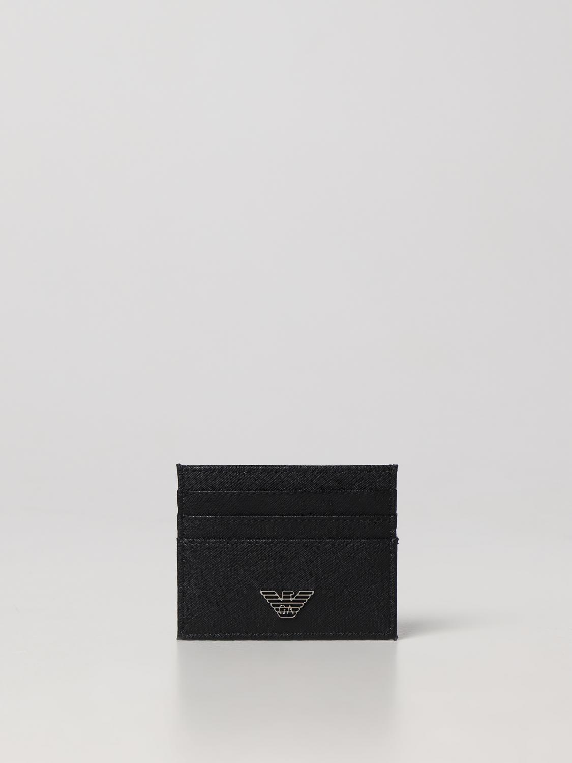 EMPORIO ARMANI WALLET: Emporio Armani credit card holder in saffiano synthetic leather, Black - Img 1