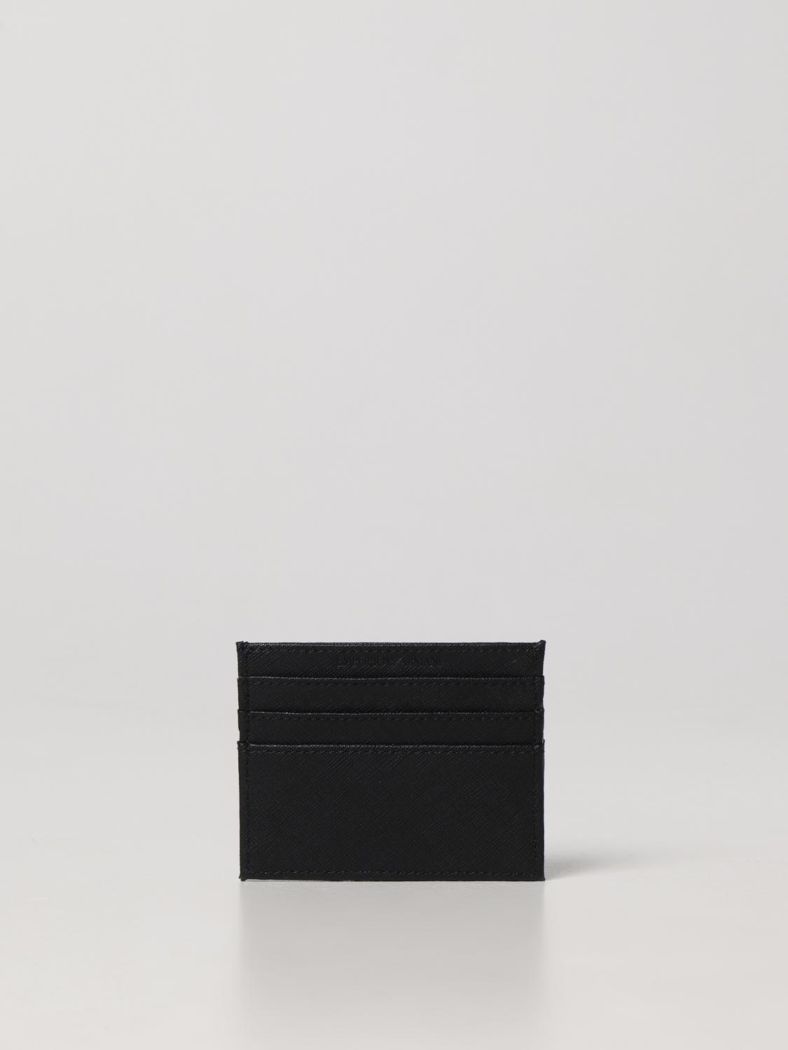 EMPORIO ARMANI WALLET: Emporio Armani credit card holder in saffiano synthetic leather, Black - Img 2