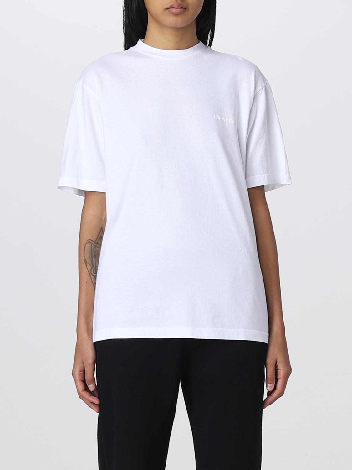 OFF-WHITE: T-shirt with logo - White | Off-White t-shirt