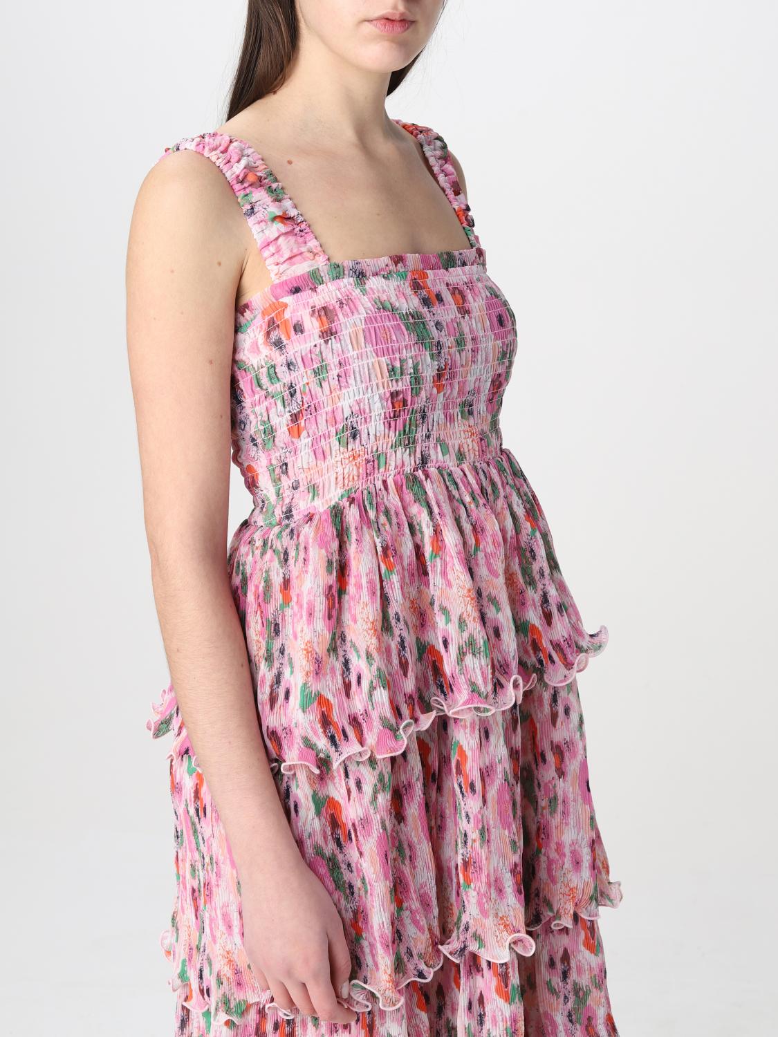 ganni pink georgette dress Ganni Floral Print Georgette Dress Floral Dress Ganni Georgette Dress GANNI Tiered Floral-Print
