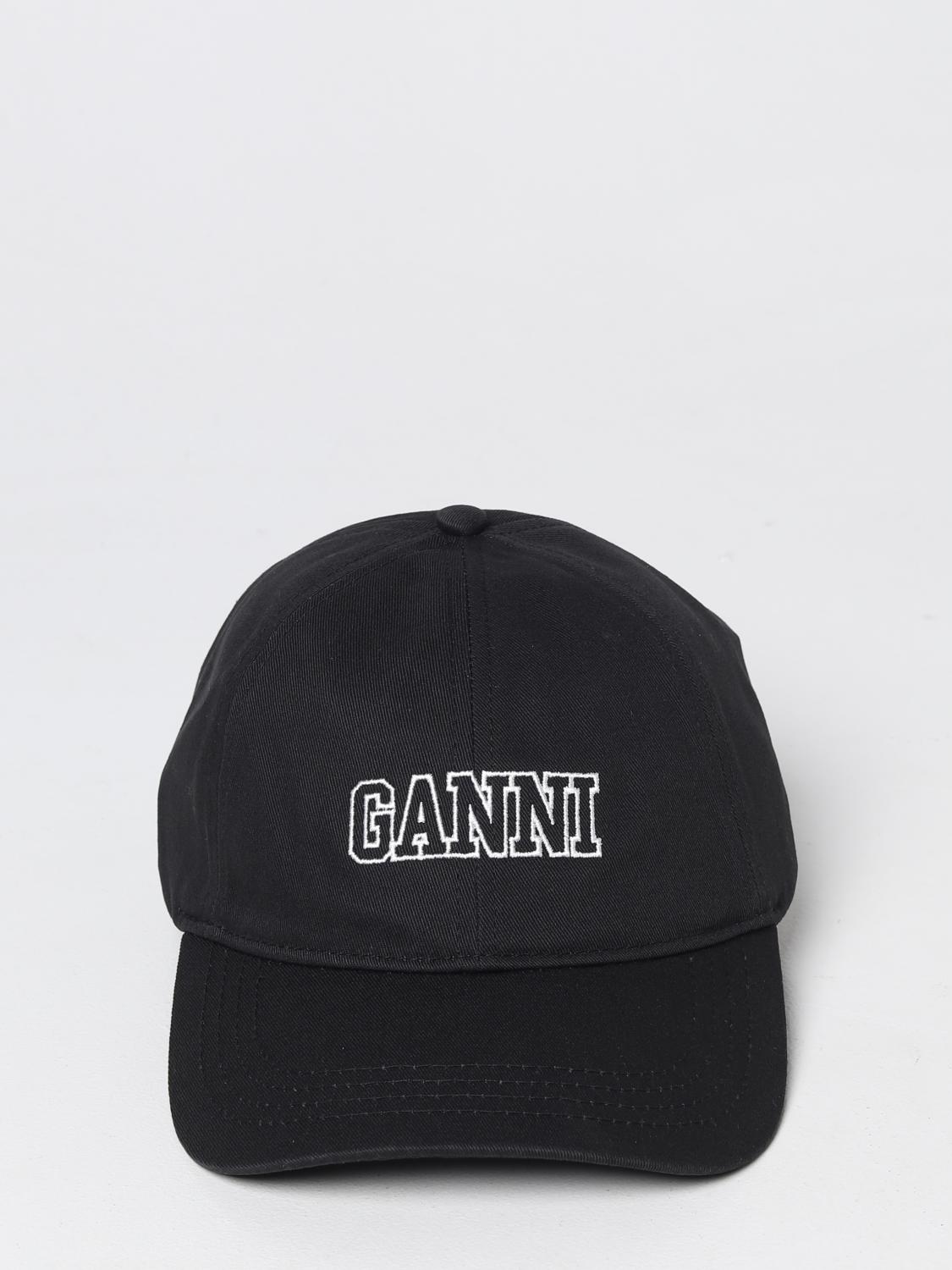 GANNI HAT: Ganni hat in organic cotton with embroidered logo, Black - Img 2
