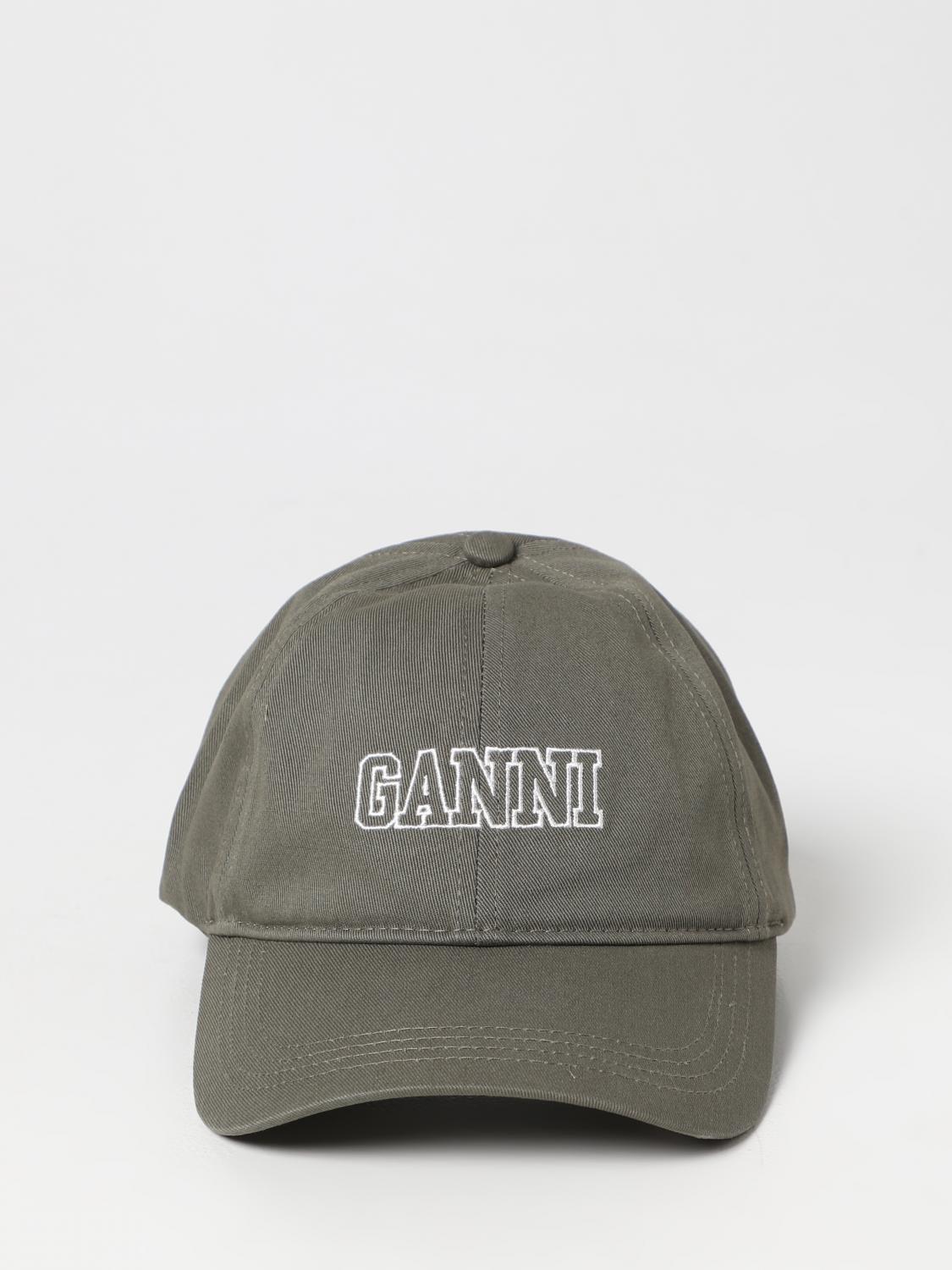 GANNI CAPPELLO: Cappello Ganni in cotone organico con logo ricamato, Verde - Img 2