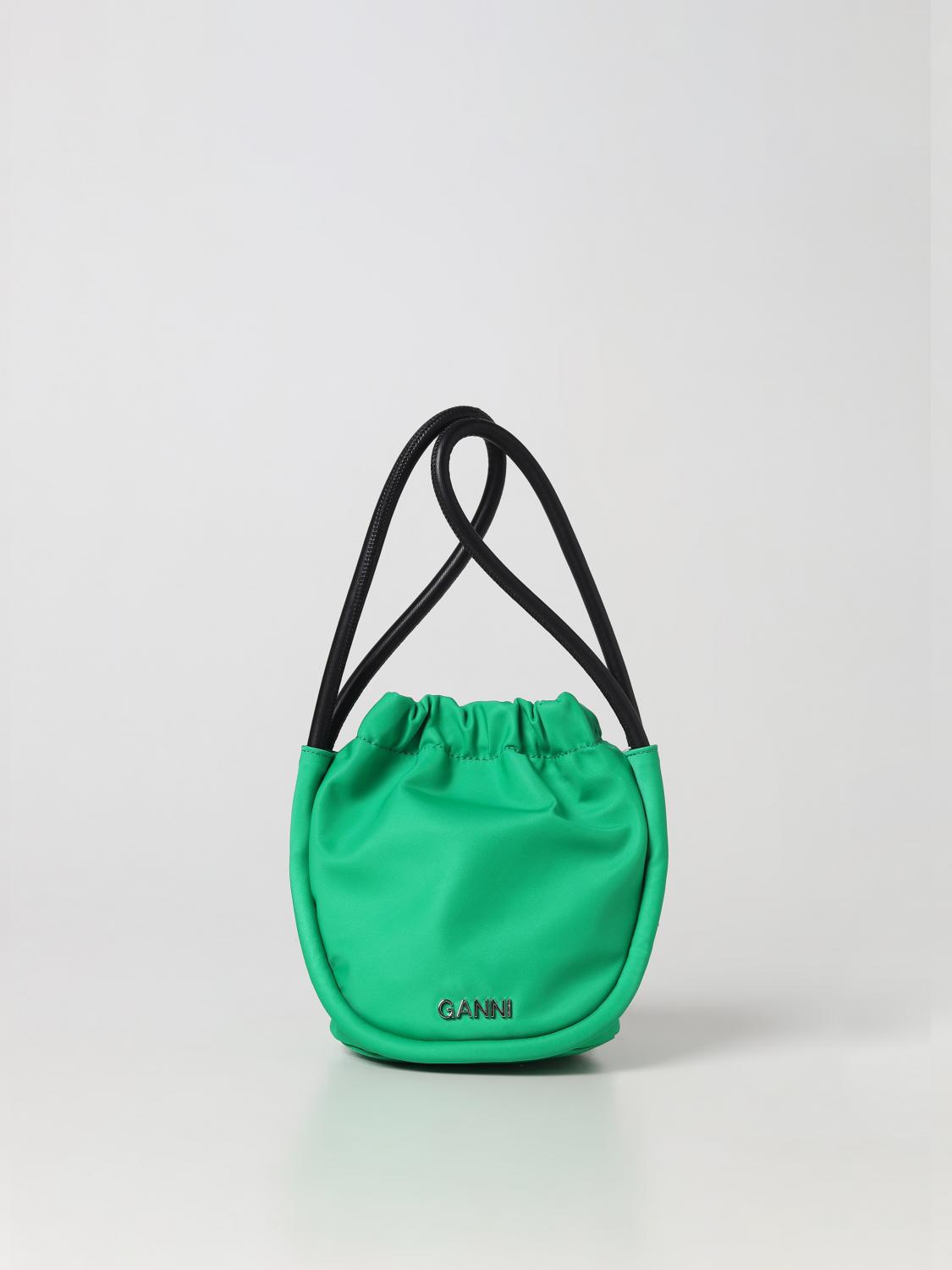 GANNI BORSA MINI: Borsa Ganni in nylon riciclato, Verde - Img 1