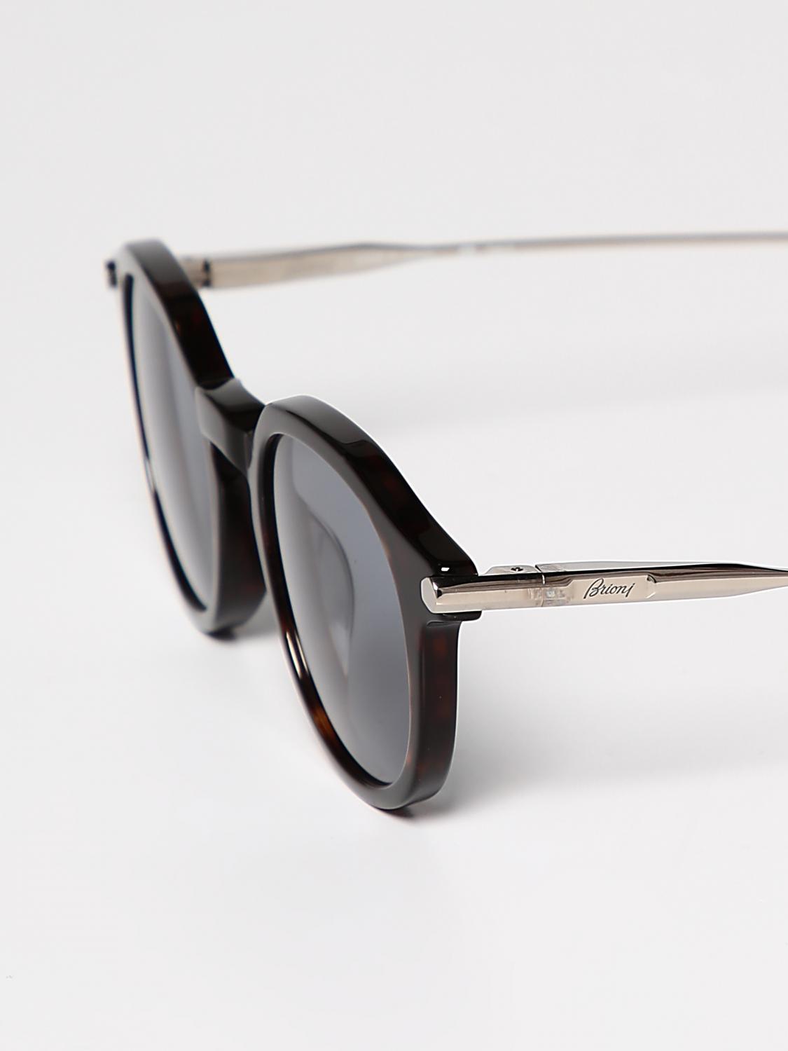 BRIONI OCCHIALI DA SOLE: Occhiali da sole Brioni in titanio ed acetato, Beige - Img 4