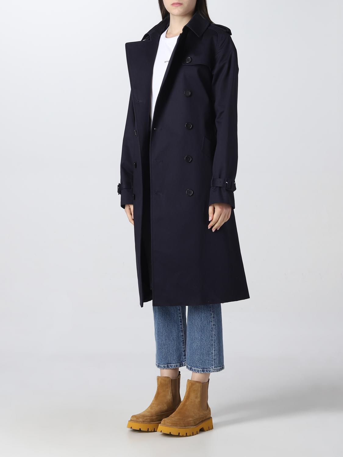 A.P.C.: Coat woman - Navy | A.P.C. trench coat COZBAF010150