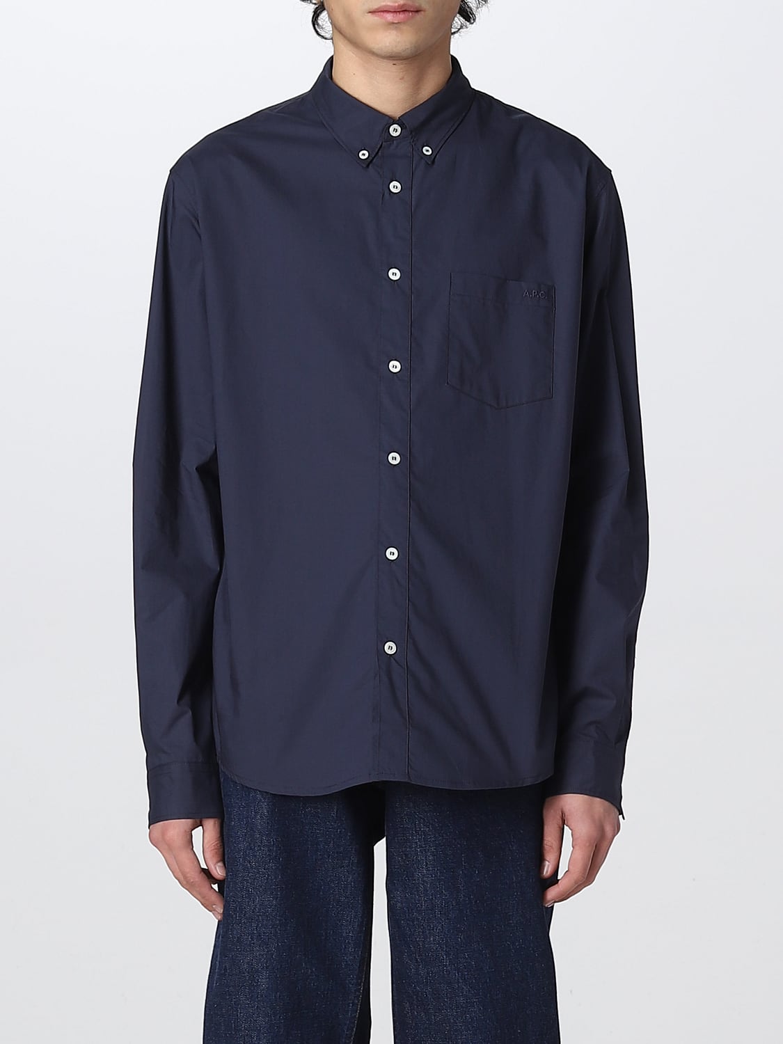 A.P.C. CAMICIA: Camicia A.P.C. in popeline, Blue - Img 1