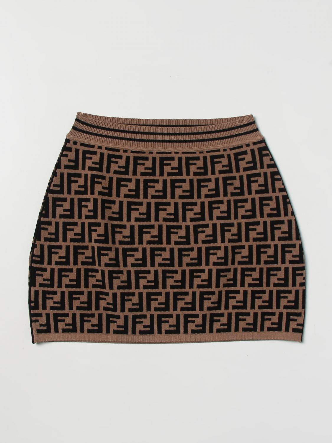 FENDI SKIRT: Fendi Kids skirt in viscose blend, Orange - Img 1