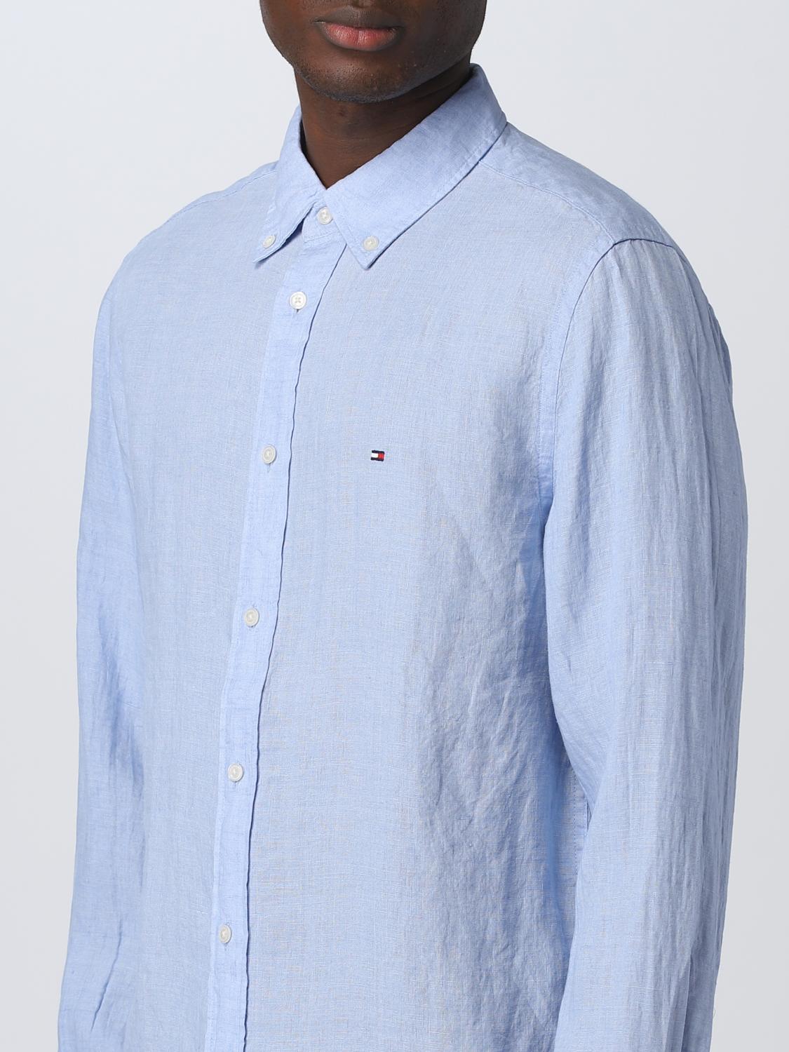 TOMMY HILFIGER CAMICIA: Camicia Tommy Hilfiger in lino, Azzurro - Img 4