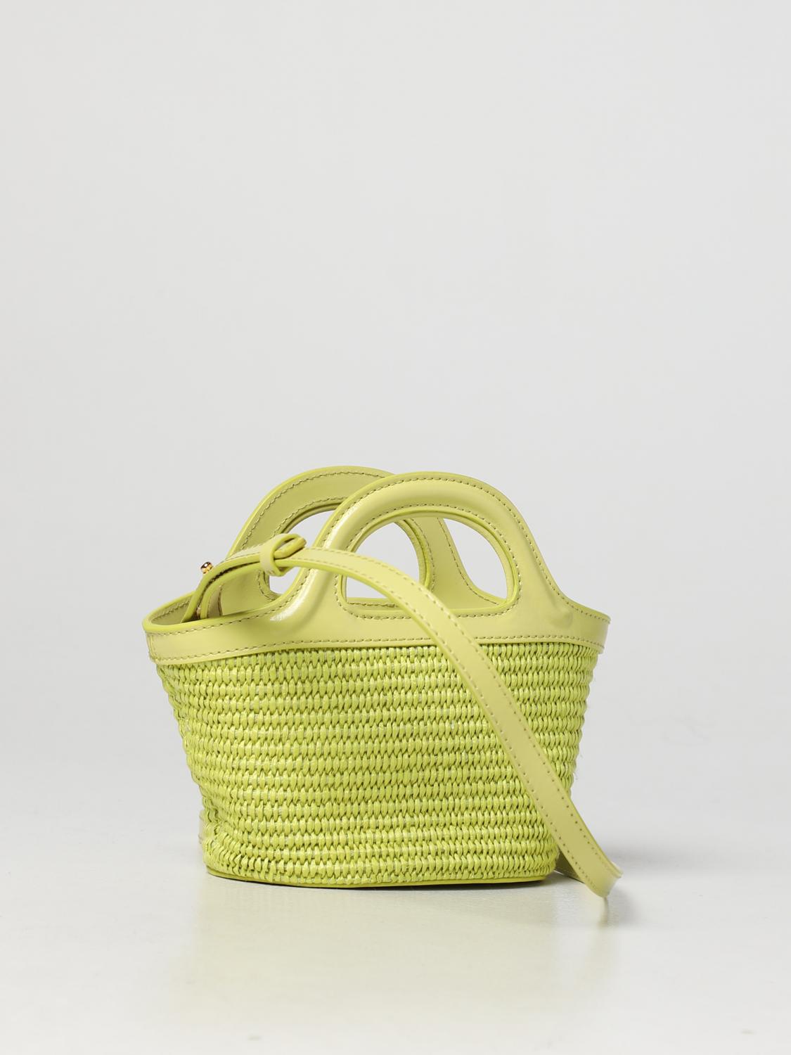 MARNI CLUTCH: Micro Marni Tropicalia bag in leather and raffia, Yellow - Img 2