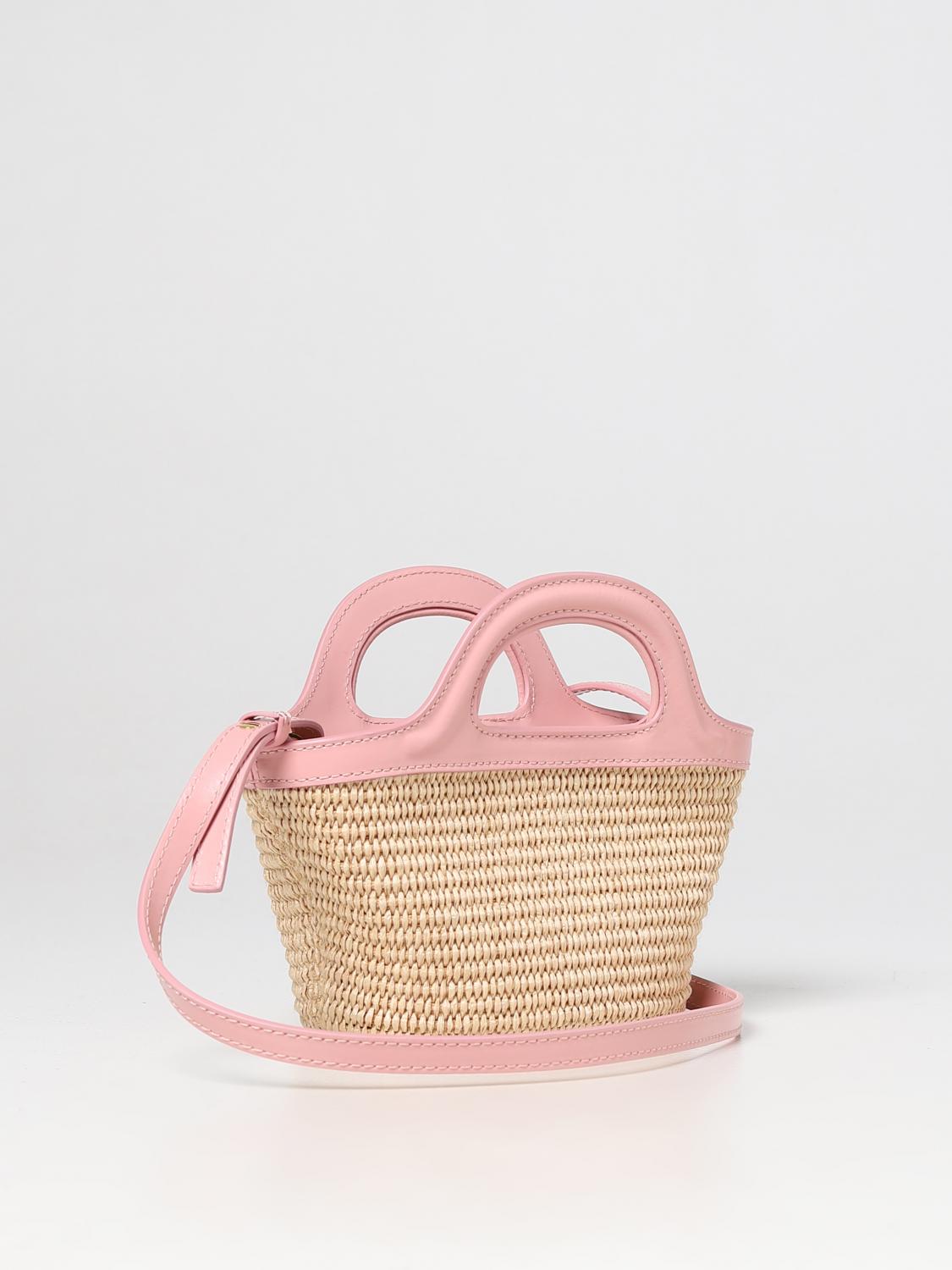 MARNI CLUTCH: Micro Marni Tropicalia bag in leather and raffia, Beige - Img 2
