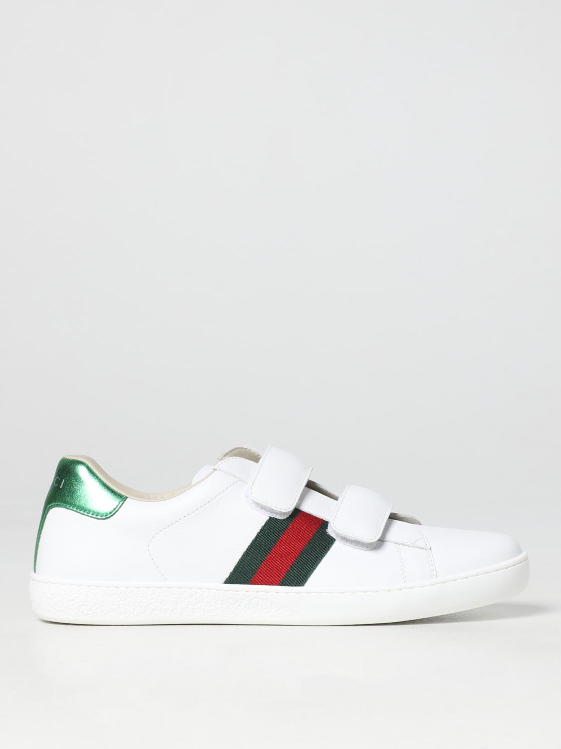 GUCCI SNEAKERS: Gucci leather sneakers, White - Img 1
