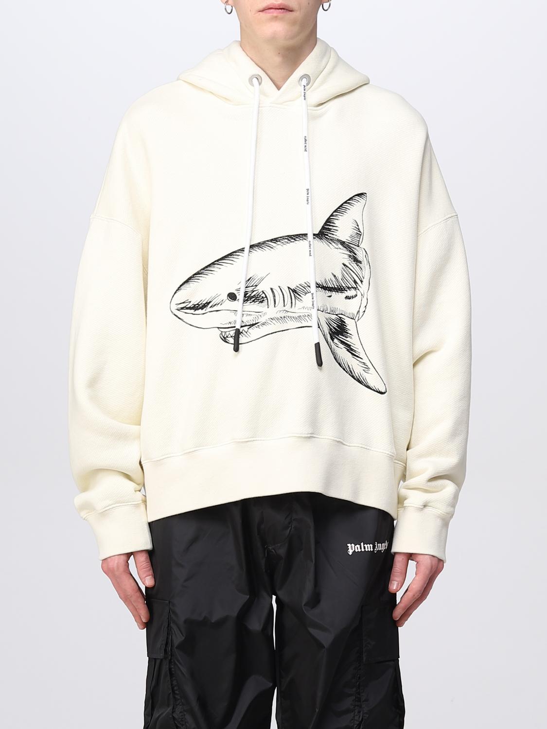 PALM ANGELS FELPA: Felpa Shark Palm Angels oversize, Panna - Img 1