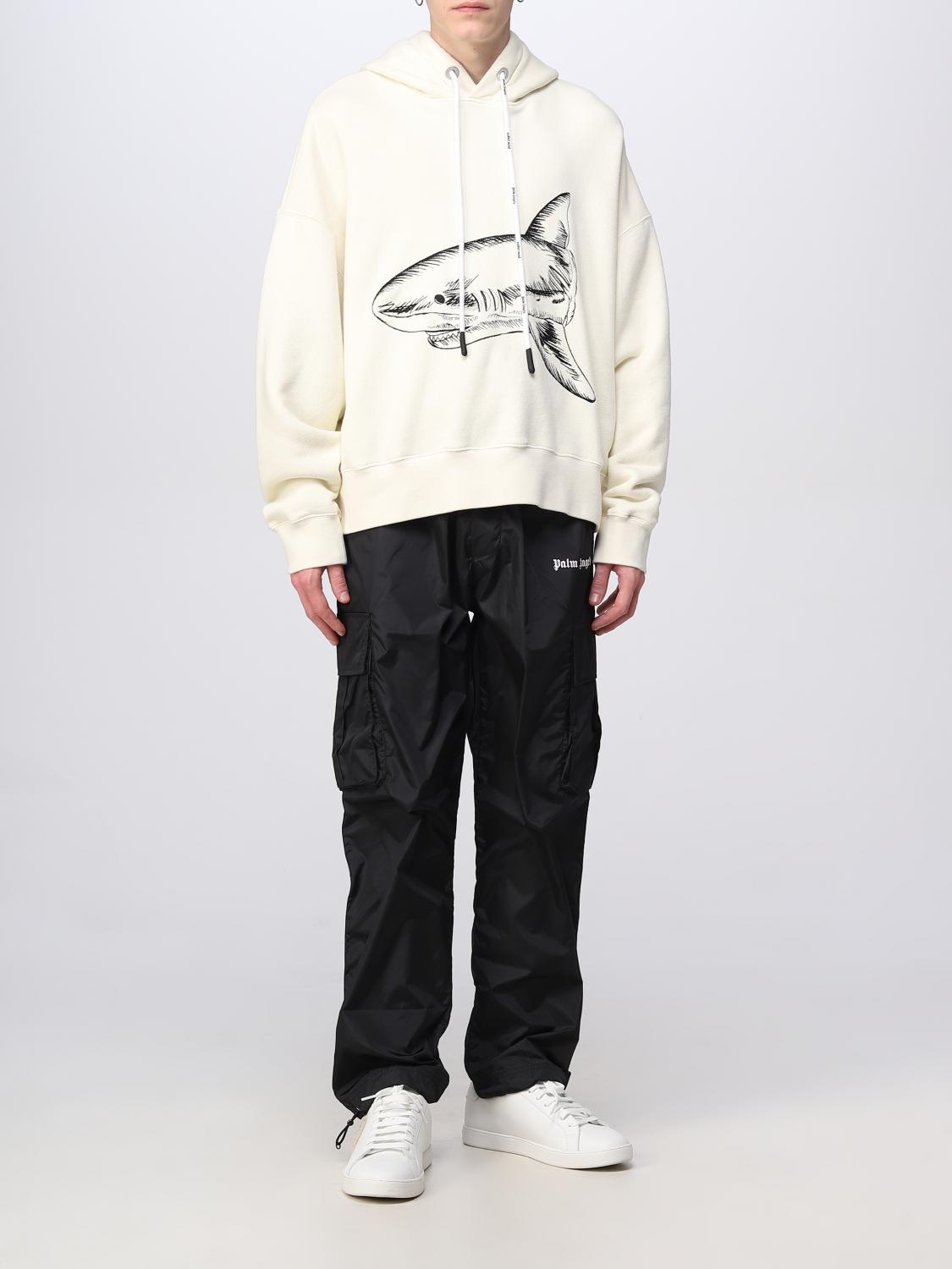 PALM ANGELS FELPA: Felpa Shark Palm Angels oversize, Panna - Img 2