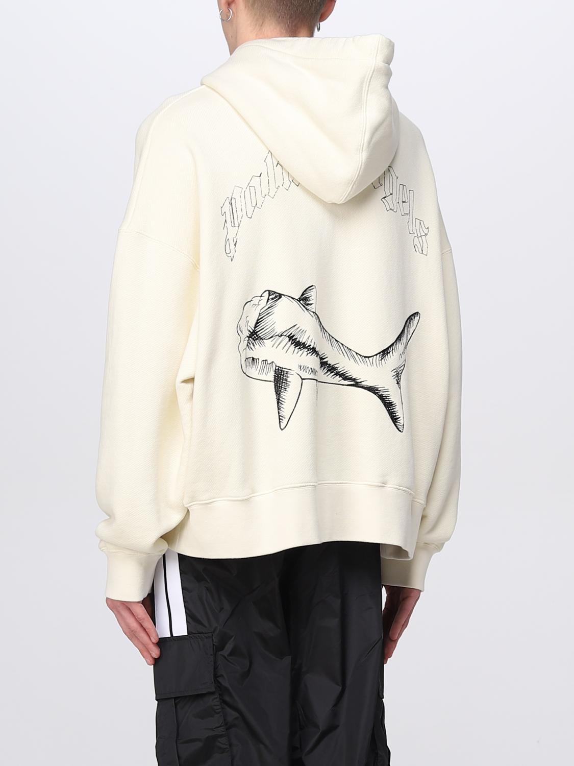 PALM ANGELS FELPA: Felpa Shark Palm Angels oversize, Panna - Img 3