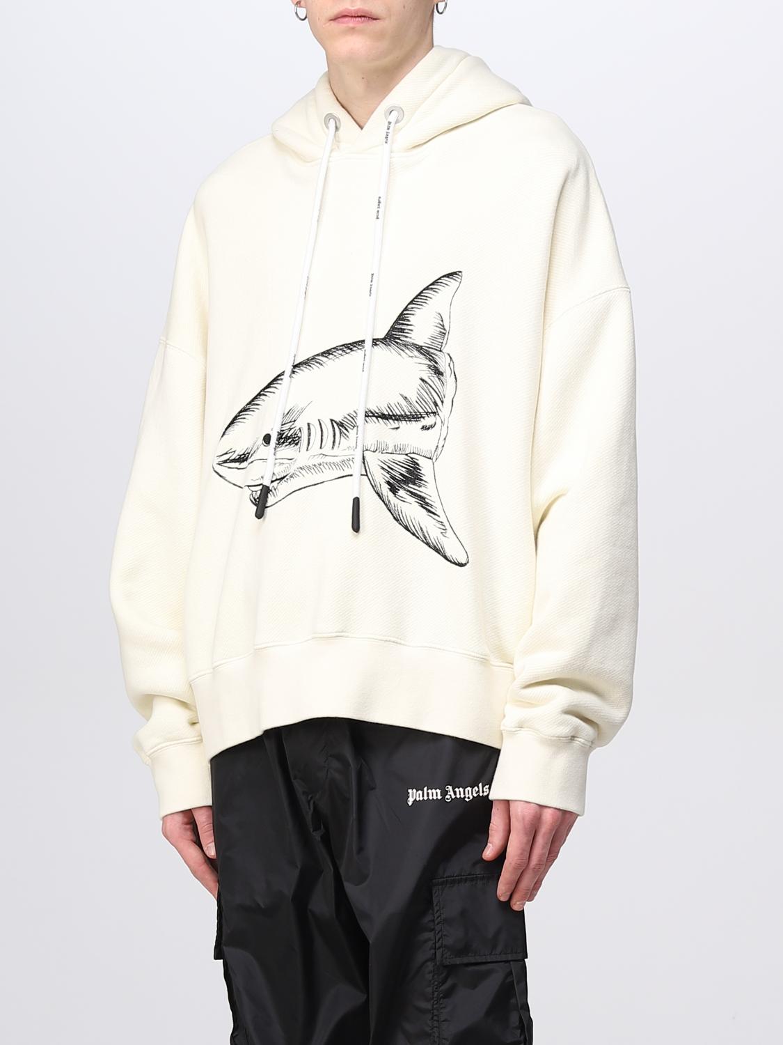 PALM ANGELS FELPA: Felpa Shark Palm Angels oversize, Panna - Img 4
