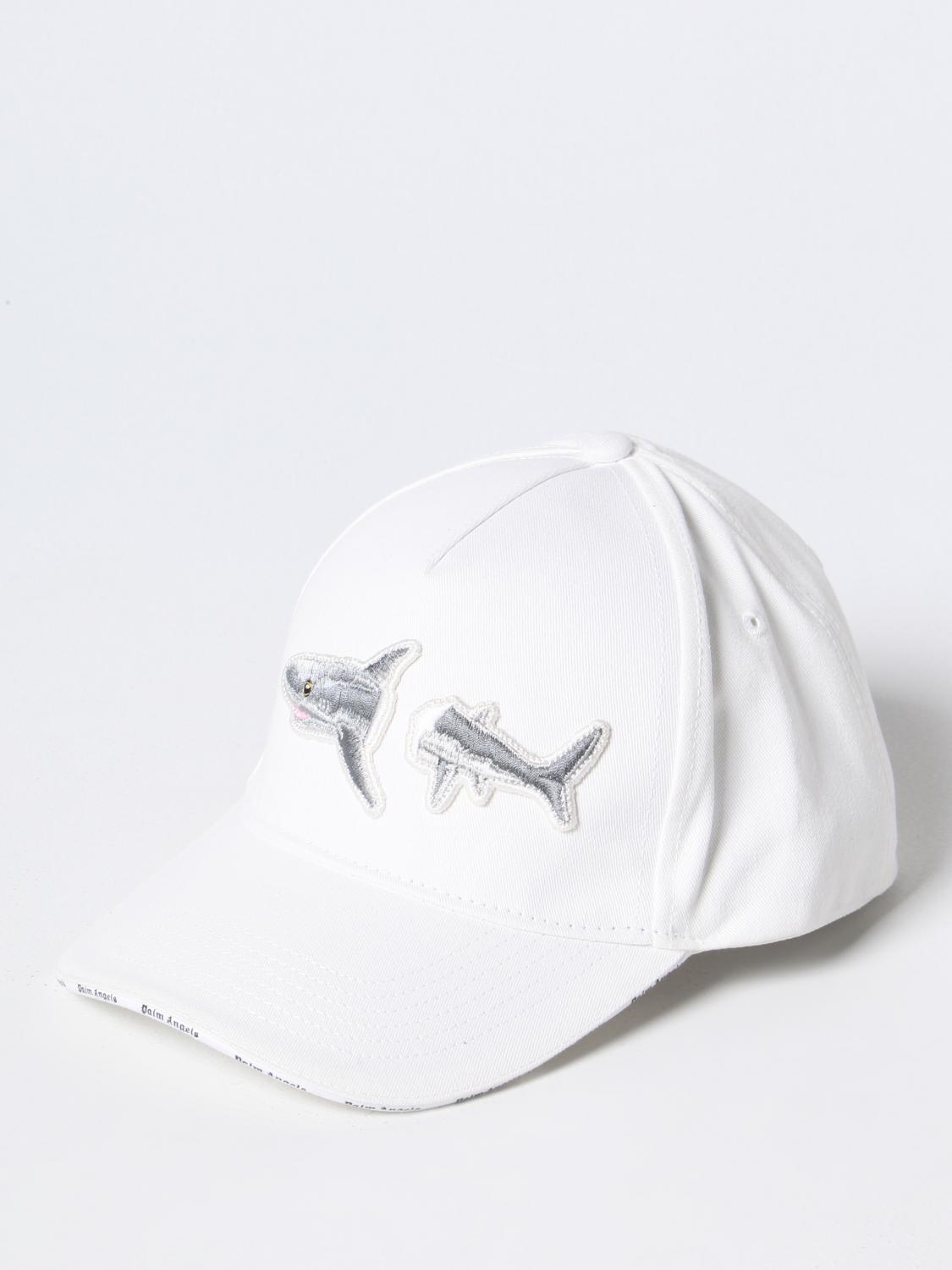 PALM ANGELS CAPPELLO: Cappello Broken Shark Palm Angels in cotone, Bianco - Img 1