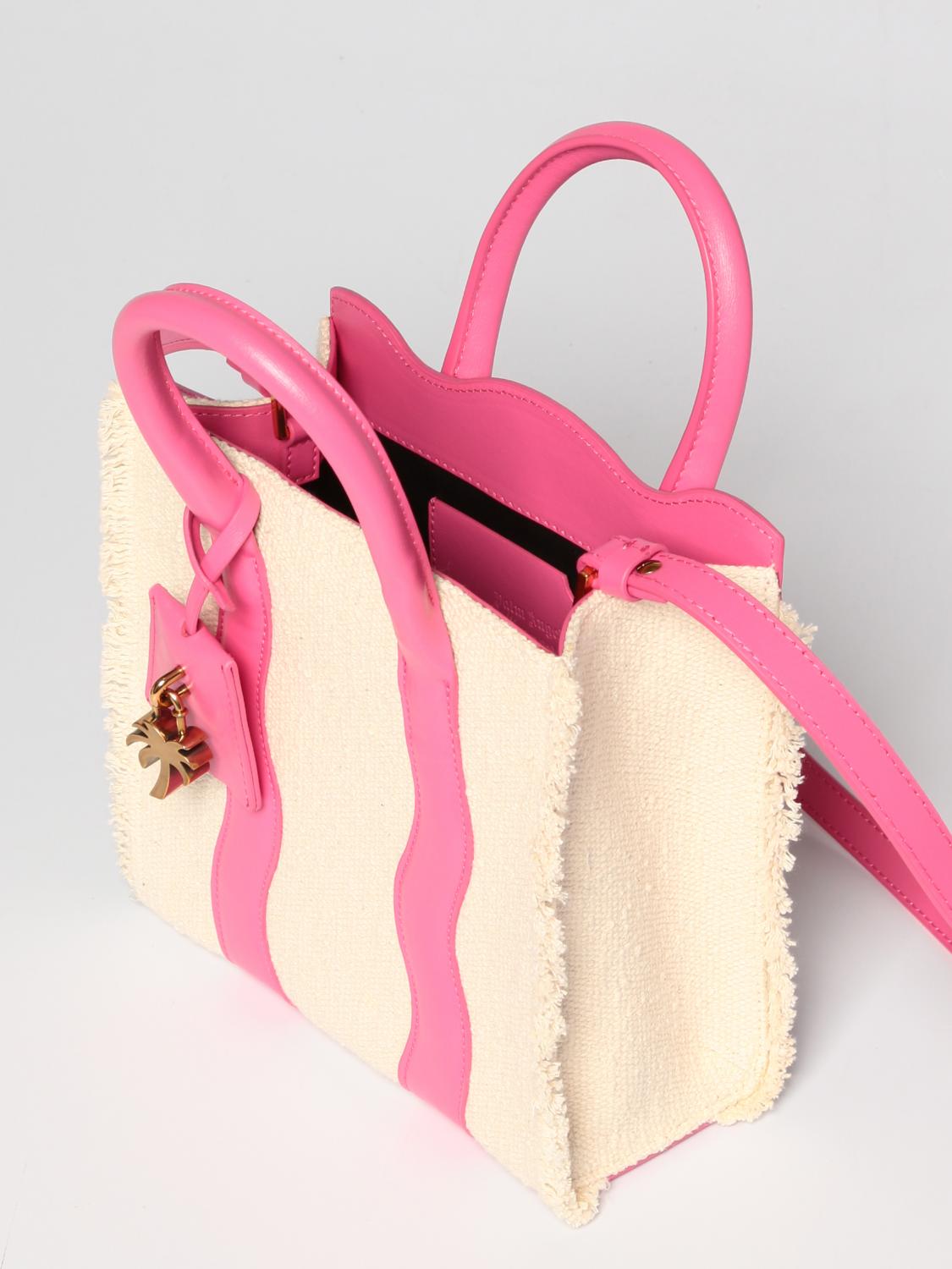 PALM ANGELS BORSA MINI: Borsa Palm Beach Palm Angels in canvas e pelle, Bianco - Img 4