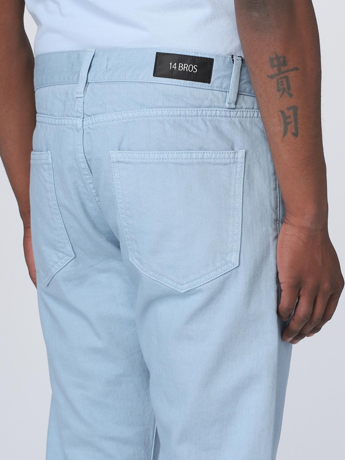 14BROS PANTALONI: Pantalone 14bros in cotone, Azzurro - Img 3