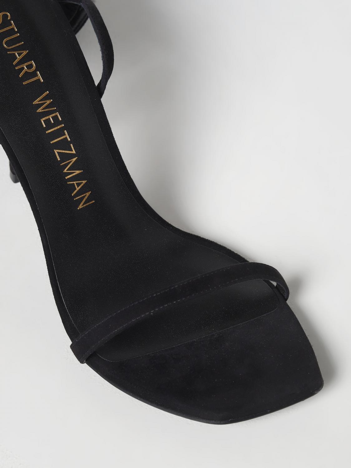 STUART WEITZMAN HEELED SANDAL: Plume Stuart Weitzman suede sandal, Black - Img 4