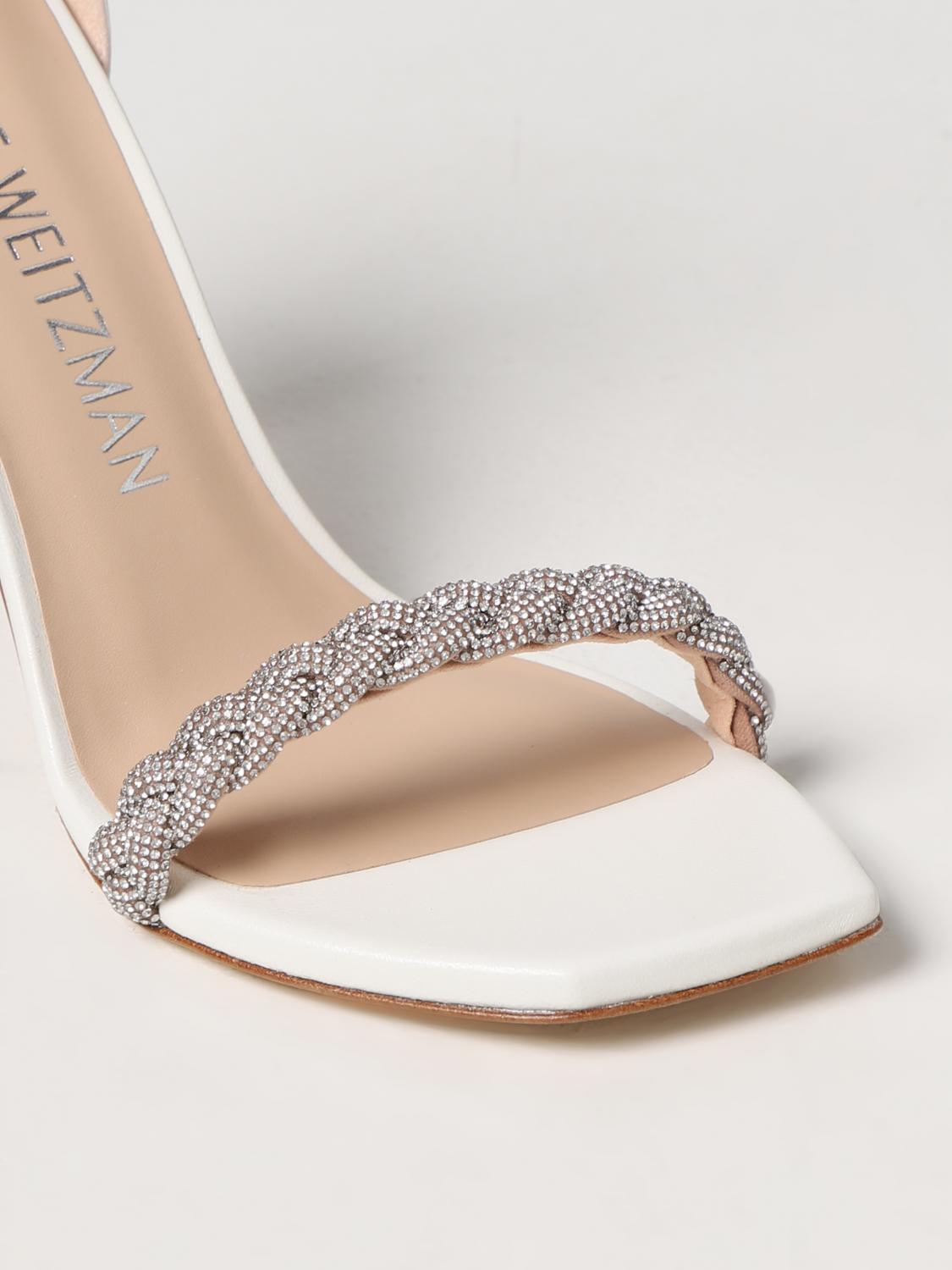 STUART WEITZMAN SANDALI CON TACCO: Sandalo Stuart Weitzman in pelle, Bianco - Img 4