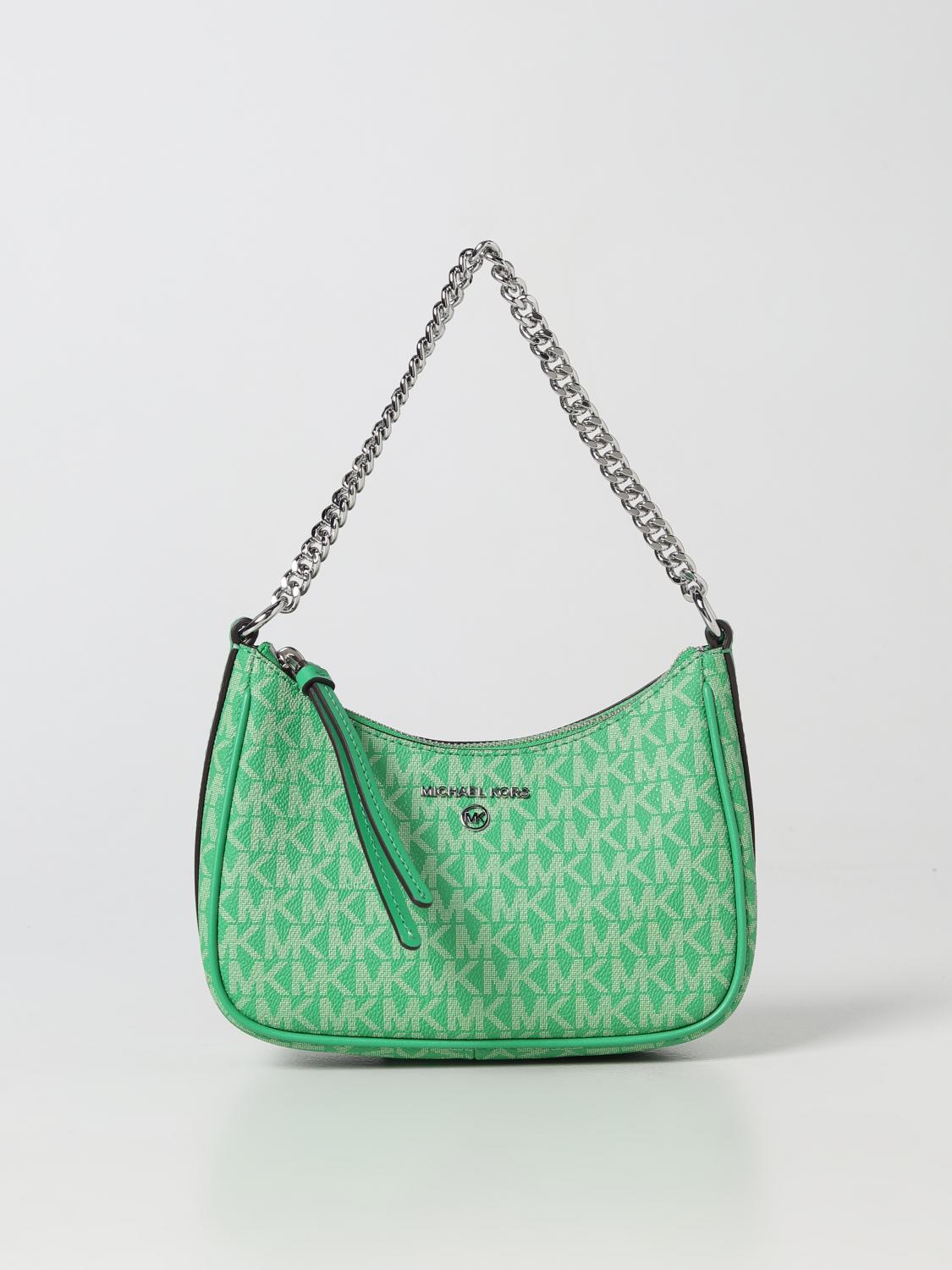 MICHAEL KORS BORSA MINI: Borsa Michael Kors con monogram MK spalmato all over, Verde - Img 1