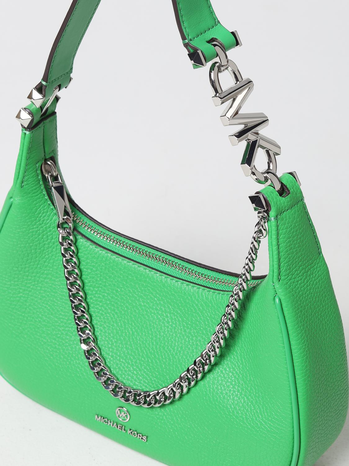 MICHAEL KORS BORSA A SPALLA: Borsa Piper Michael Kors in pelle martellata, Verde - Img 3