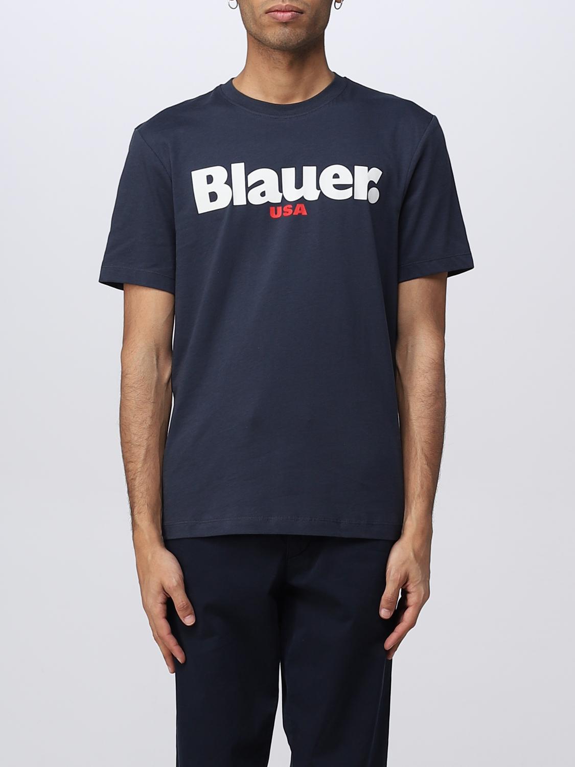Blauer T-shirt donna Havey con logo strass panna