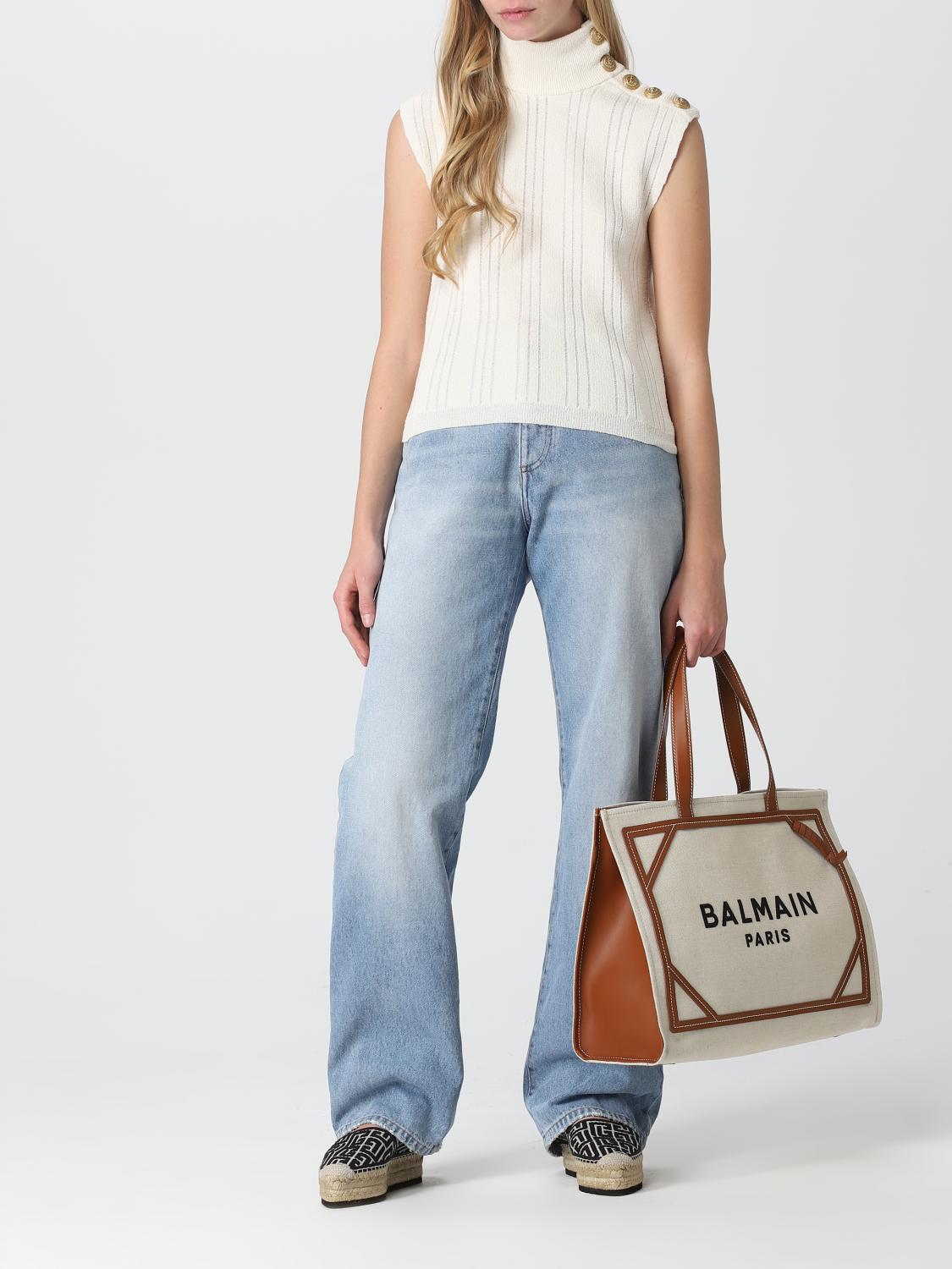 BALMAIN BOLSO TOTE: Bolso de hombro mujer Balmain, Beige - Img 2