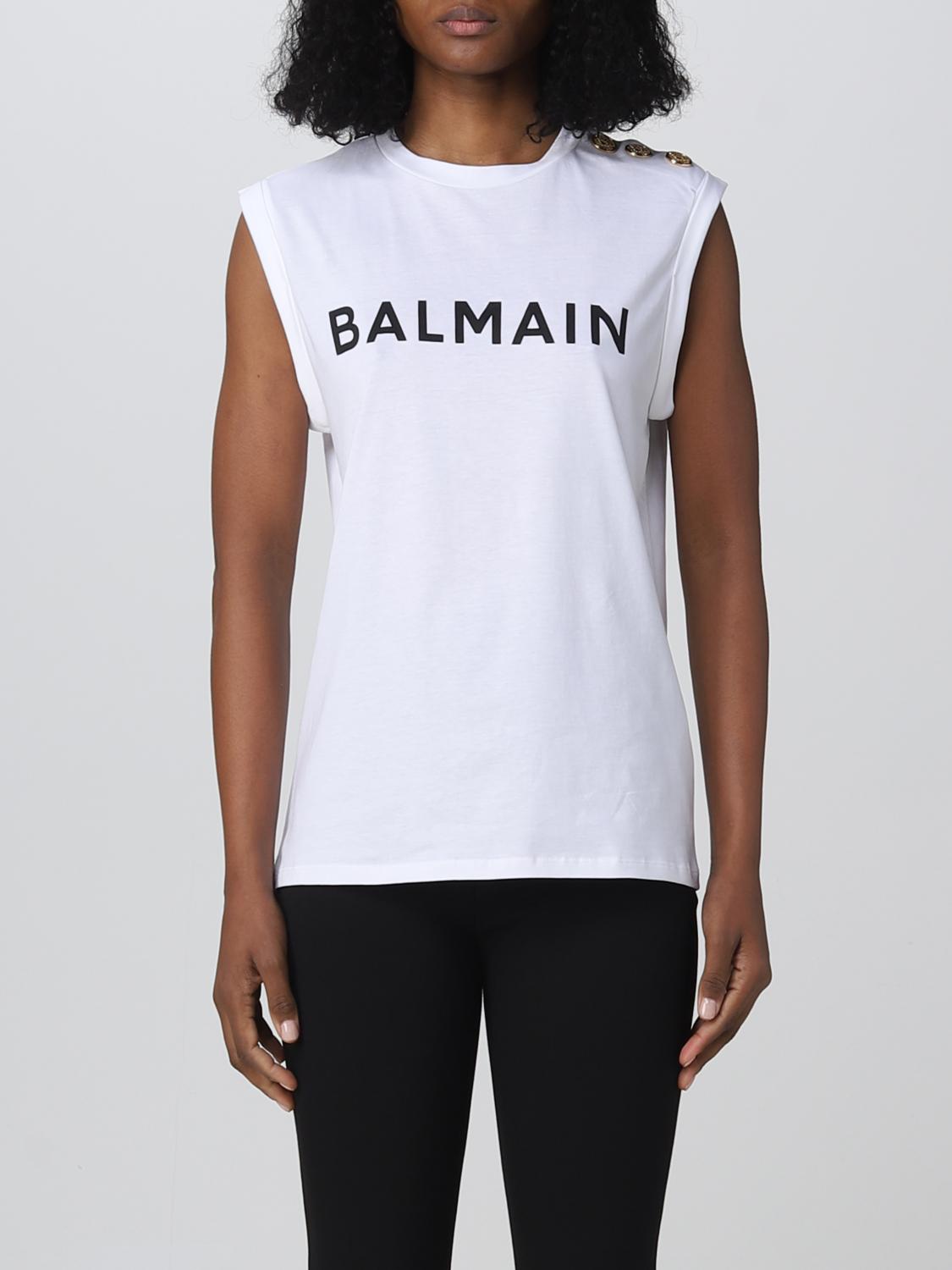 BALMAIN T-SHIRT: T-shirt damen Balmain, Weiß - Img 1