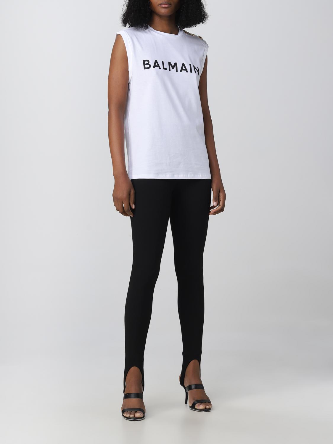 BALMAIN T-SHIRT: T-shirt damen Balmain, Weiß - Img 2